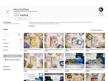 Etsy-Shop Retro & Deko mit 3D-gedruckten Artikeln
